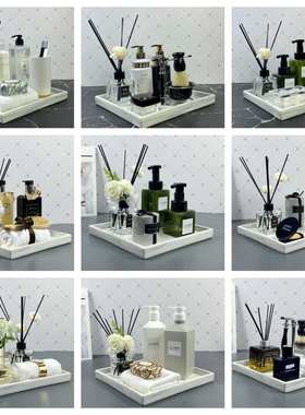 样板房浴室摆件卫生间装饰品洗手台香薰卫浴托盘组合套装软装饰品