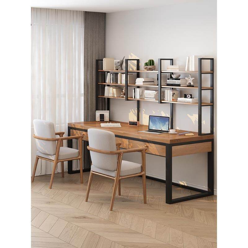 实木双人书桌书架带抽屉一体桌家用学习写字桌loft长条办公电脑桌,机械设备,其他机械设备,淘宝优惠券,粉丝福利购,淘宝优惠卷