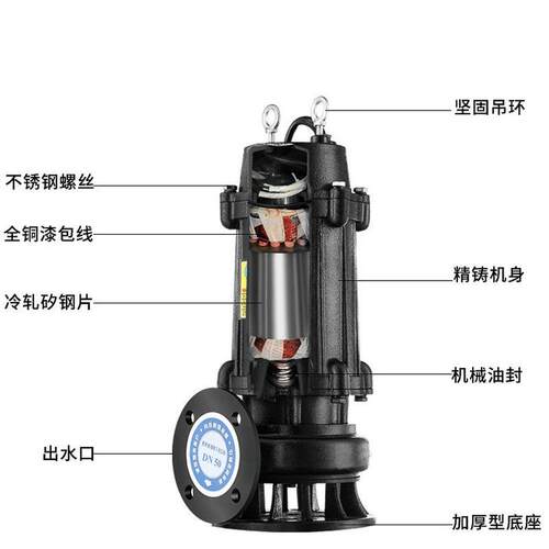 w浆q无堵潜水KYL排污泵380v地下室水坑工地塞提升家用22集0V抽粪