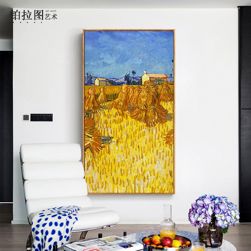 梵高名画玄关装饰画竖版走廊入户抽象墙画挂画墙壁画进门美式油画