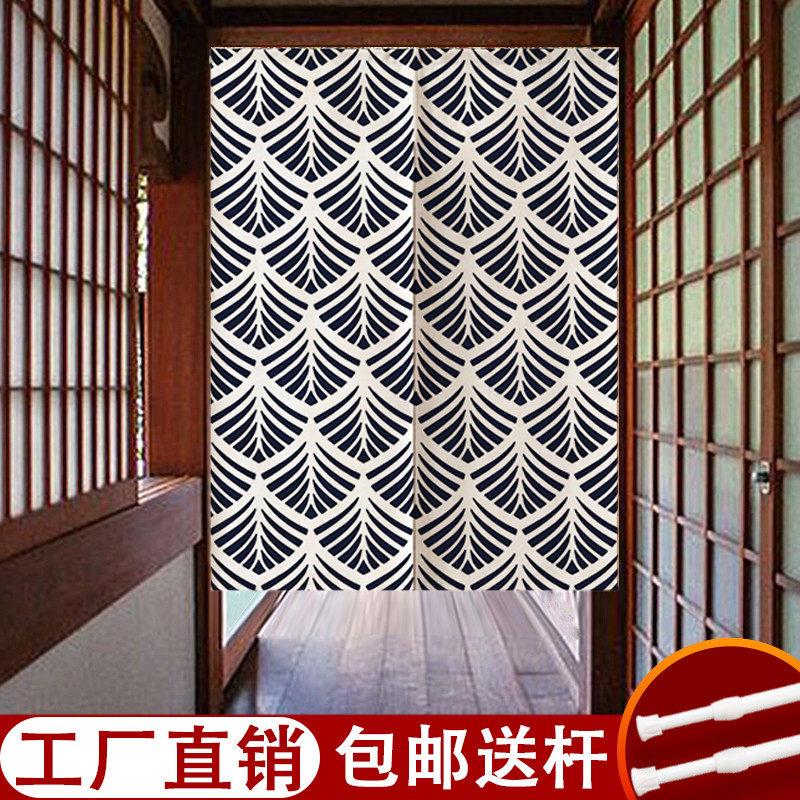 卫生间门帘隔断帘条纹遮挡风布艺挂帘秋冬加厚客厅厨房免打孔布帘