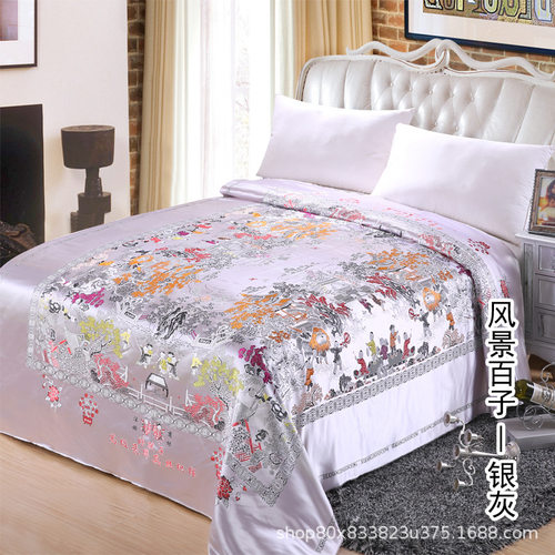 织锦缎百子图杭州婚庆床品套件