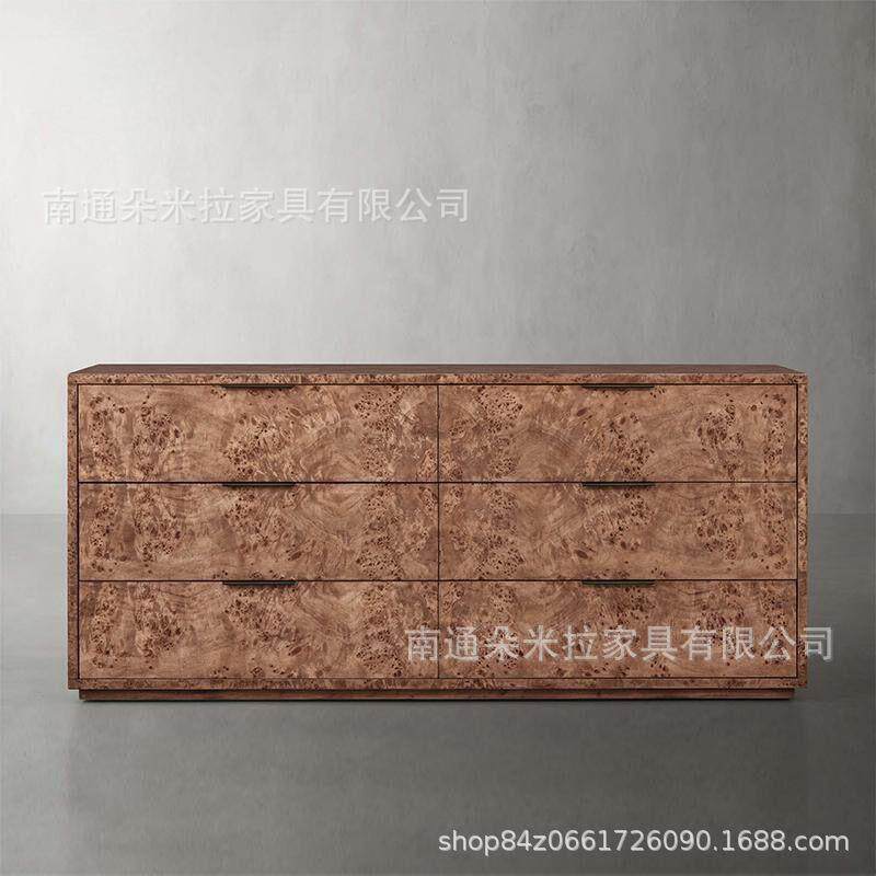 美式树瘤皮六斗柜梳妆台卧室收纳柜客厅餐边柜