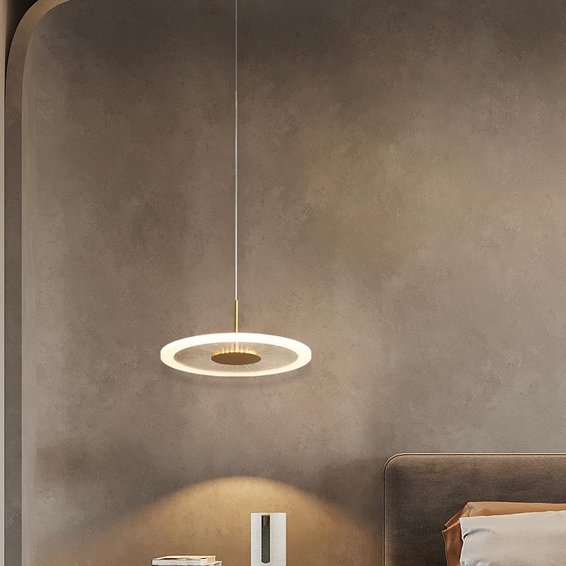 卧室头吊长灯床轻奢现代简约网红主卧全性铜灯创意个餐IZH厅线小