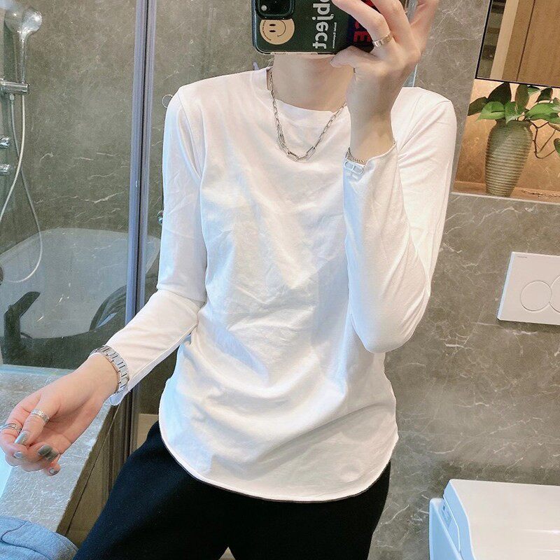 韩国白色长袖T恤女2026年新款秋季女装内搭打底衫上衣服潮中长版