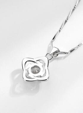 四叶草纯银吊坠时尚韩版足银项链