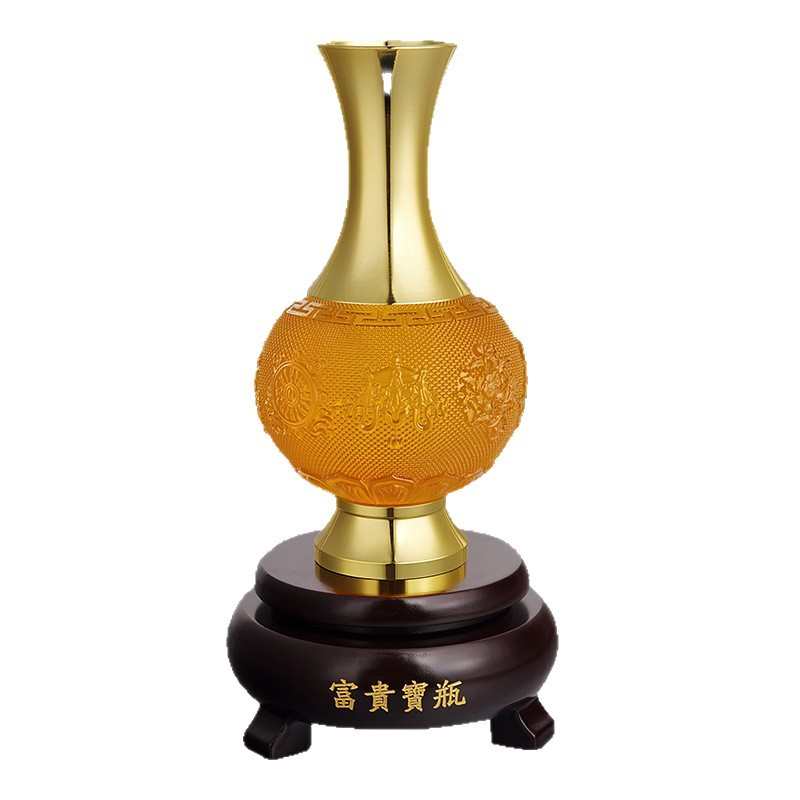 富贵宝瓶琉璃玉瓶工艺品浮雕水晶水瓶花瓶摆件家居供瓶供杯摆设品