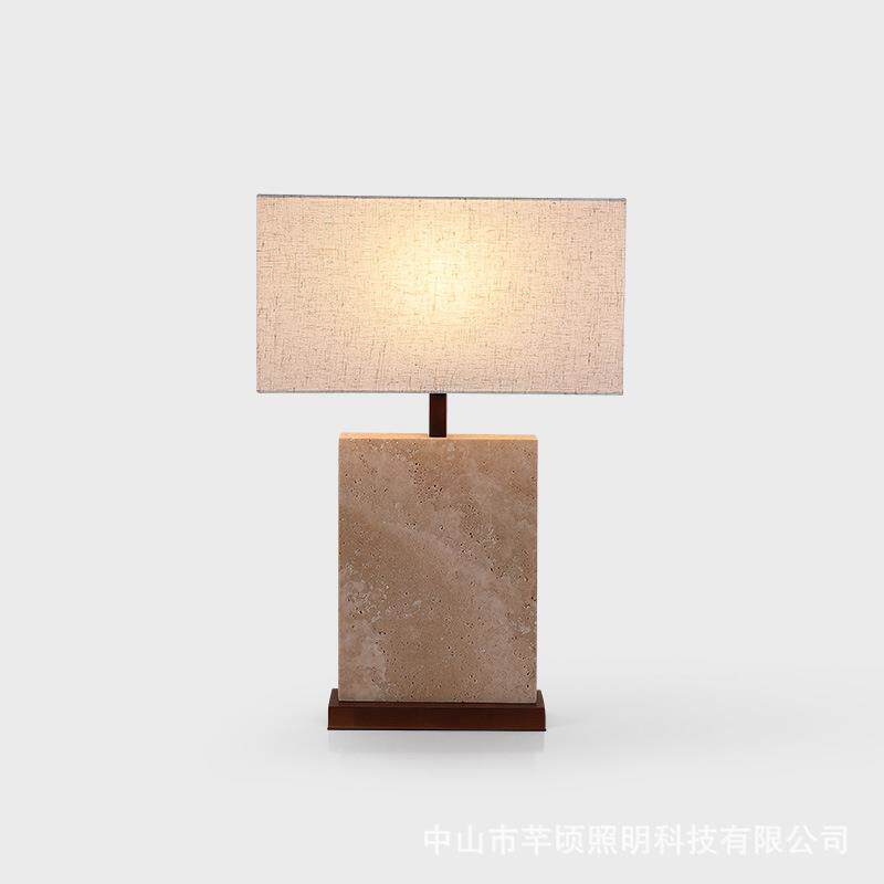 复古黄洞石台灯诧寂风卧室床头柜小夜灯客厅玄关房间桌面氛围灯