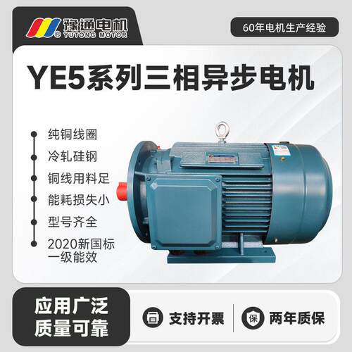 三相异步380V一级能效电机YE5纯铜线水泵风机矿山空压机速机用