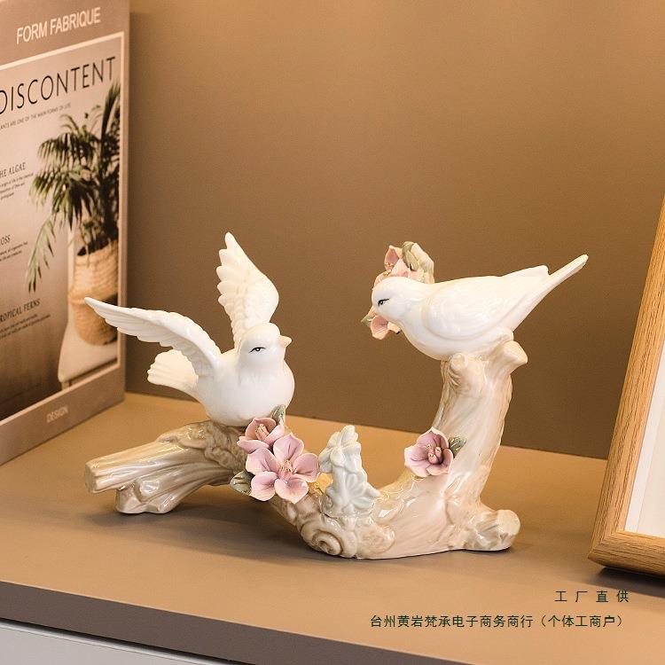 现代简约陶瓷小鸟摆件家居客厅酒柜软装饰品欧式房间桌面玄关摆件
