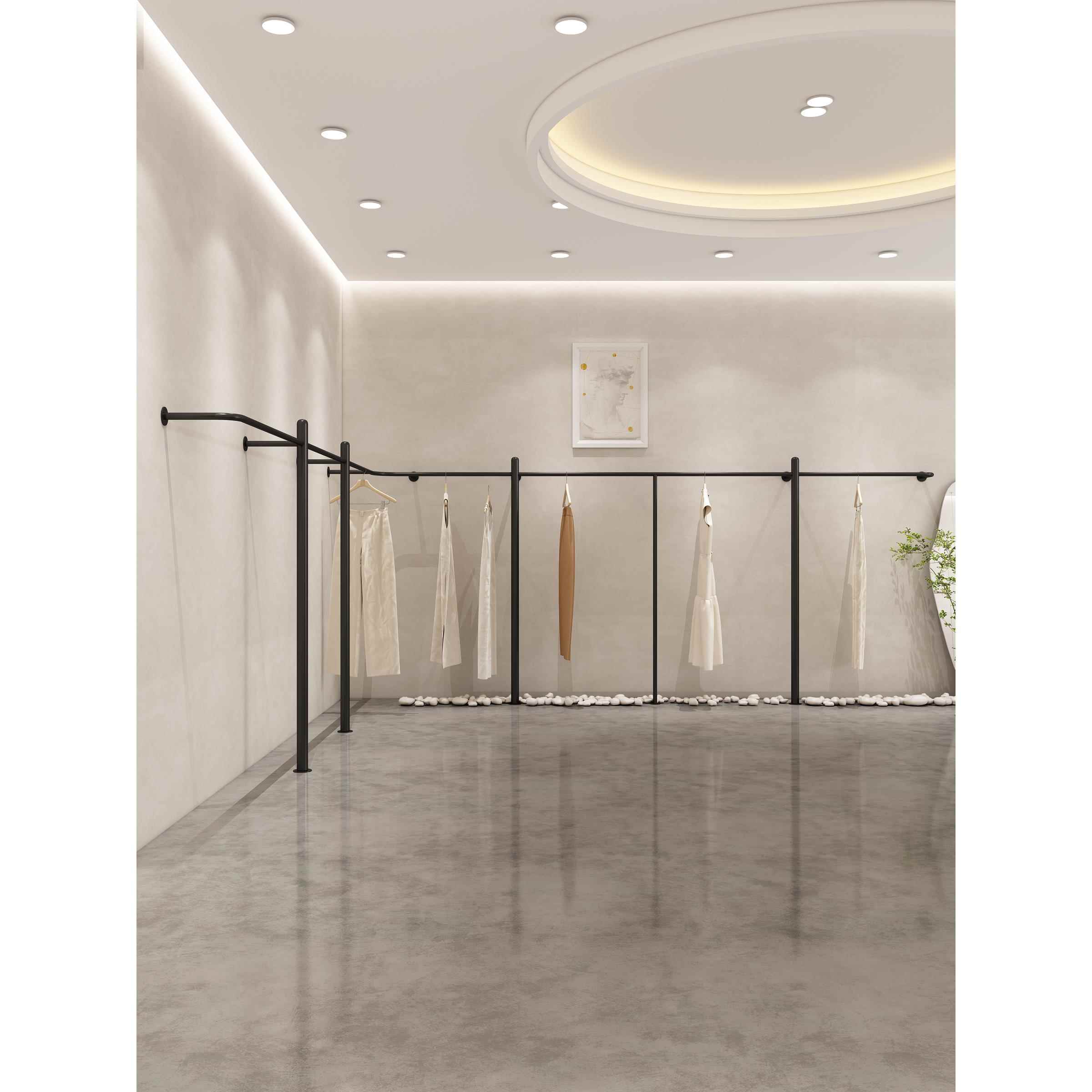 服装店展示架黑色衣架壁挂女装店货架儿童服装店落地式货架侧挂衣