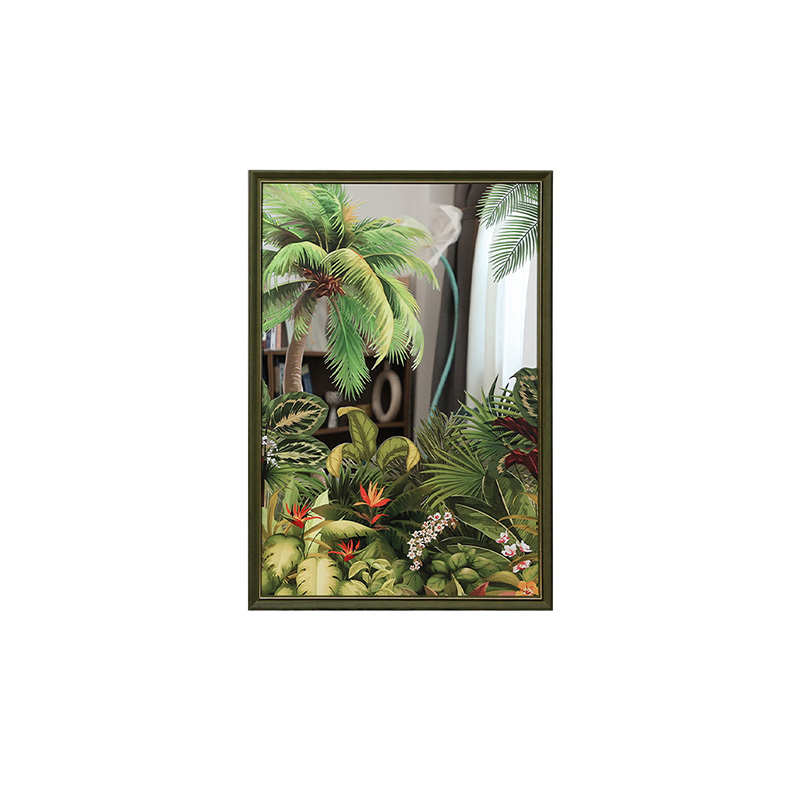 小清新绿意绿植镜子画中古百搭场景装饰画餐厅玄关走廊氛围感挂画