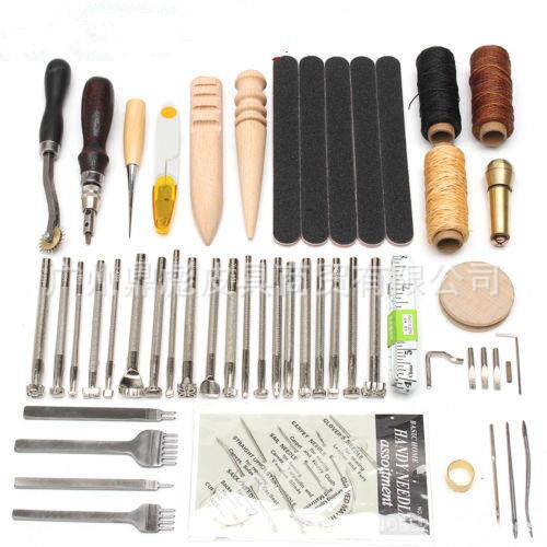DIY皮革工具 DIY59件皮革工艺套装 手缝菱斩手工皮艺工具套装08款
