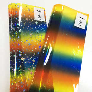 厂家直销彩虹渐变透明TPU膜 镭射星星TPU膜 手袋箱包渐变面料批发