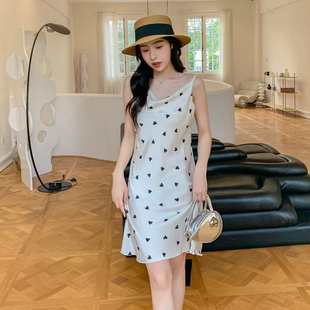 2025夏季 睡裙性感奢华甜美家居服 薄款 冰雪丝睡衣女吊带荡领中长款