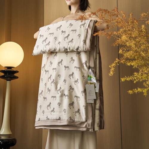 轻奢印花60支双面天丝夏被四件套大豆纤维被芯高级空调被夏凉被子