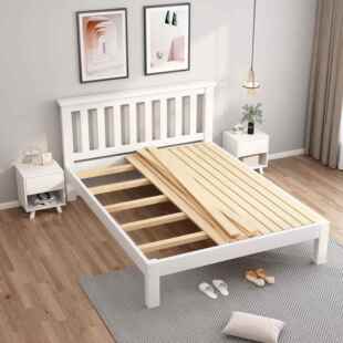 全实木现代.简约小户型90cm儿童单人床色115白2米加高脚腿简易床