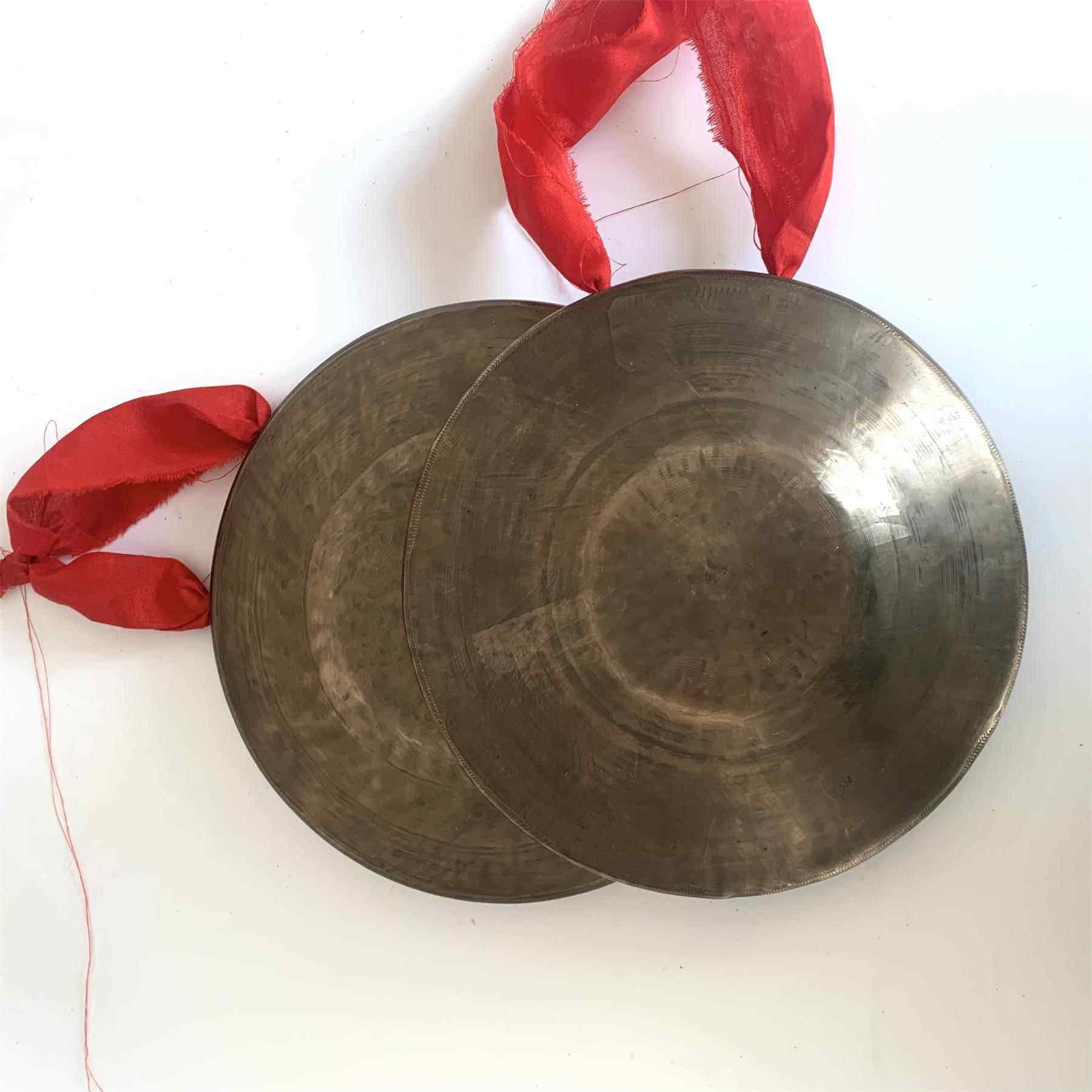 正品2铜1cm高中音青铜手锣质响铜锣熟铜乐优器民间配乐老低小锣