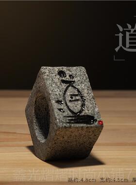正品然石头禅意干插花花器摆件线香炉创天意家用书房办公室装工饰