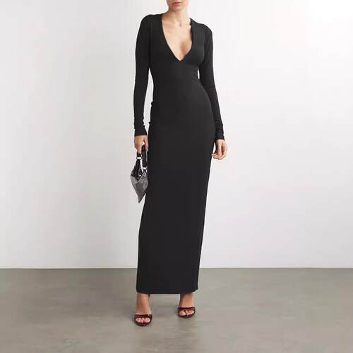 French Elegance Dress V Neckline Tie Dye Craftsmanship