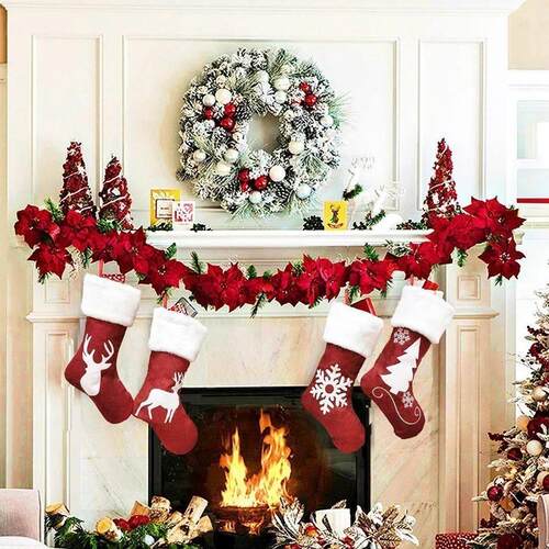 Christmas Stockings Socks Gifts Candy Bag Elk Xmas Tree