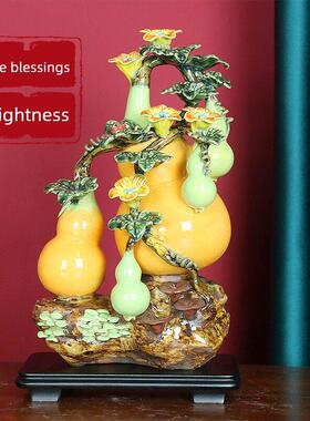 五福临门第五代陶艺葫芦饰同堂装饰中国手工开启乔迁礼物石湾娃娃