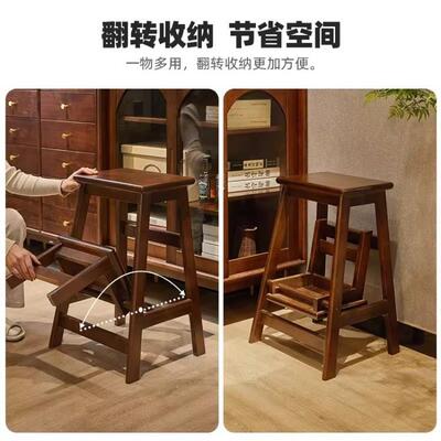 实木可折叠折叠梯凳梯凳家用登高子两用梯子梯椅木质板凳凳楼高脚