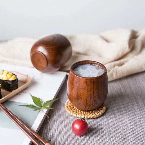 日式木杯酸枣木清酒木杯子酒杯实木质水杯随手杯餐厅茶杯现货跨境
