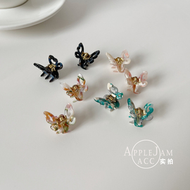 APPLEJAM 韩国 质感 树脂 水墨 花纹 迷你 蝴蝶 碎发 发抓 顶夹