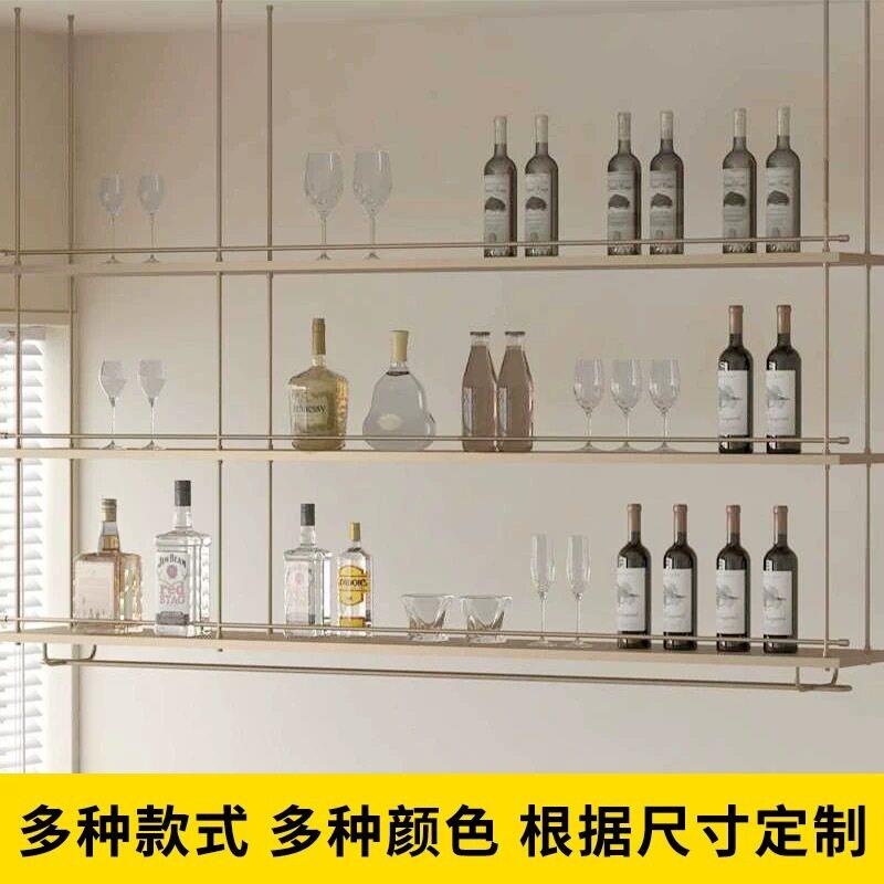 不锈钢金属置物架悬挂式酒架岛台玄关吊架隔断多层收纳架子展示架图片