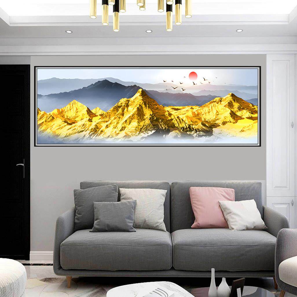 日照金山2000片拼图客厅贴画山水国画世界名画背景墙装饰画挂壁画