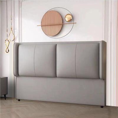 20真款76823新床包头板软简约现代实木科技布靠背皮落地超薄床头