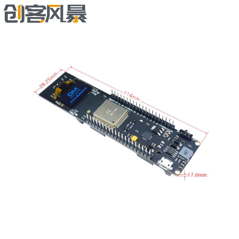wemos ESP32 WIFI无线蓝牙模块带18650电池座+0.96英寸OLED开发板