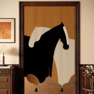 中古风复古高级感门帘卧室房间家用隔断帘卫生间遮挡帘免打孔半帘