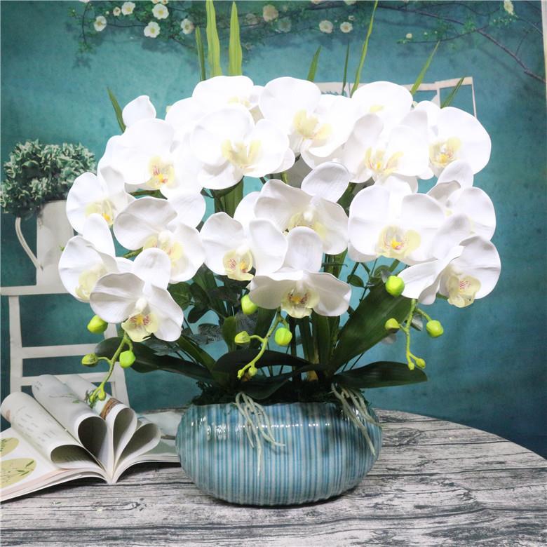 仿真花假花塑料花盆景套装花艺整体套装兰花手感蝴蝶兰花