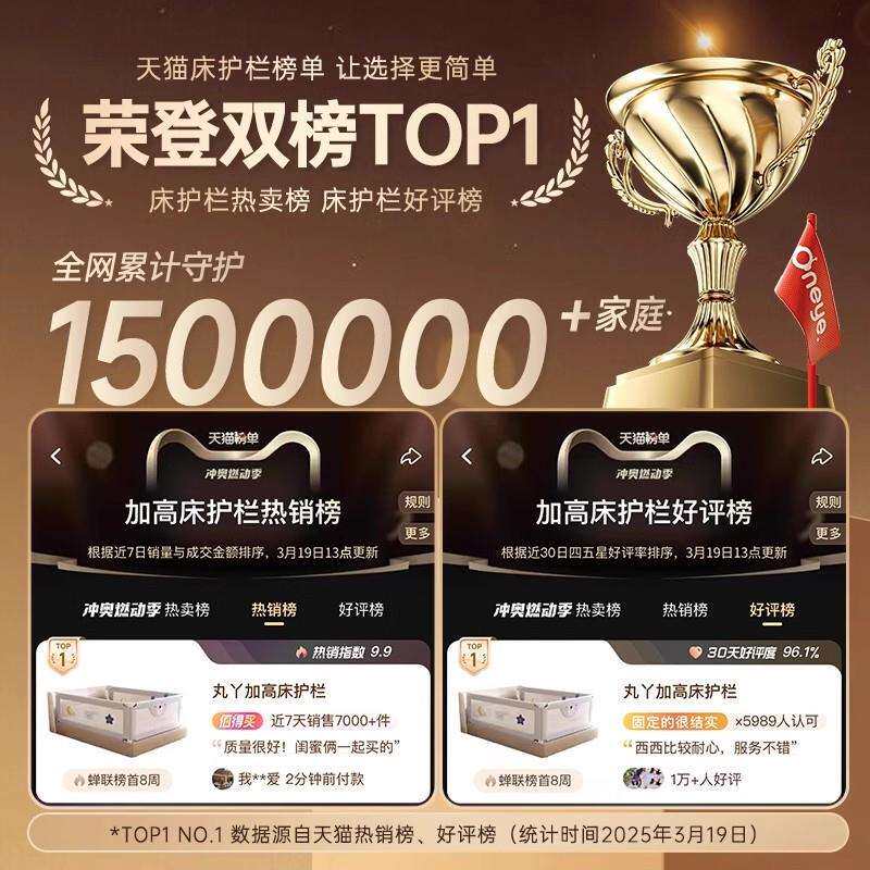 丸丫宝宝床护栏铂金款升级防摔防护栏挡板可升降调节婴儿童床围栏