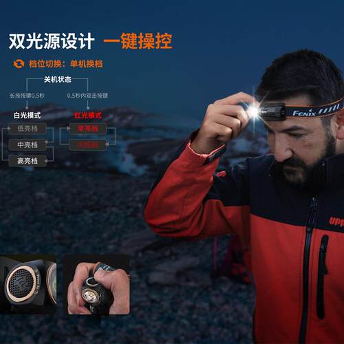 Fenix菲尼克斯可拆卸红白双光源轻便头灯HM23 V2.0头灯手电两用