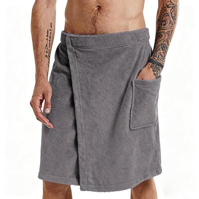 Men's home wearable bath towel, bathrobe with pocket