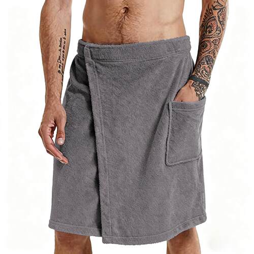 Men's home wearable bath towel, bathrobe with pocket