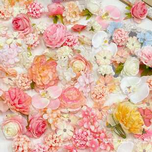 色系作花朵手混包发簪仿真簪花头饰diy搭材料浅花环装饰花头