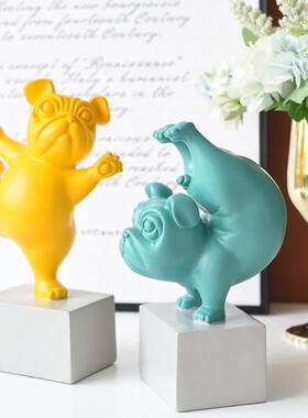 简约现代个性儿童房可创爱居物家装饰工艺品摆YPB件意小狗动摆设