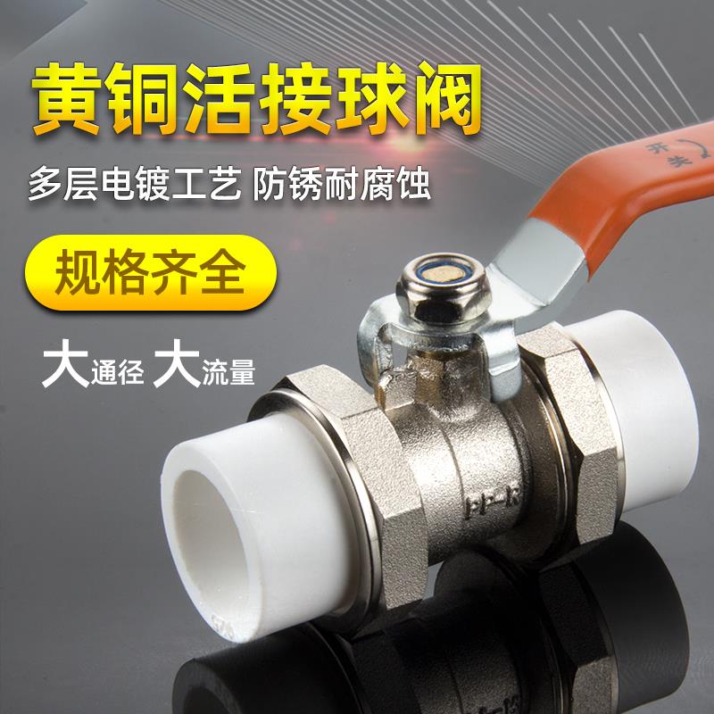 铜PPR双活接球阀4分6分20/25热熔自来水管20ppr阀门开关配件4分