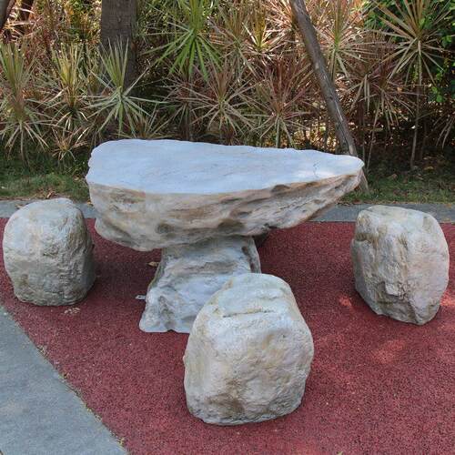 户外彷真石头桌椅中式休闲 棋盘茶几石桌石凳庭院一套公园彷石座