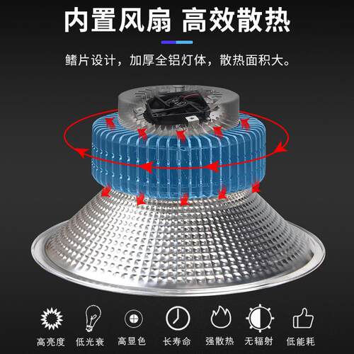高能鳍片led工矿灯厂房吊灯工厂车间工业照明仓库天棚100200W超亮