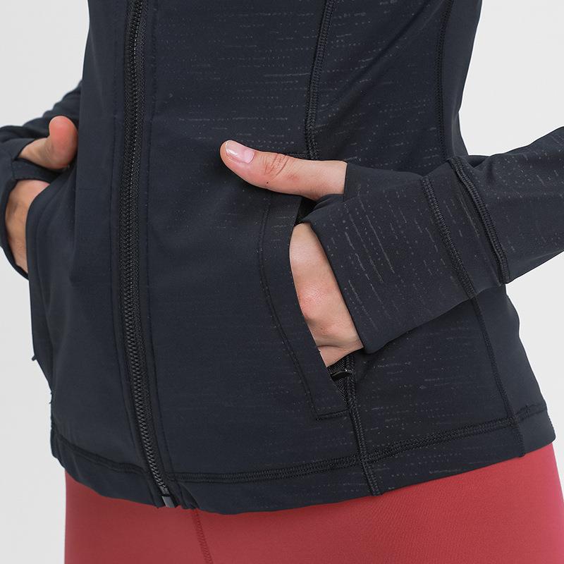 Elastic Zipper Slim Sports Hooded Womens Running Jacket