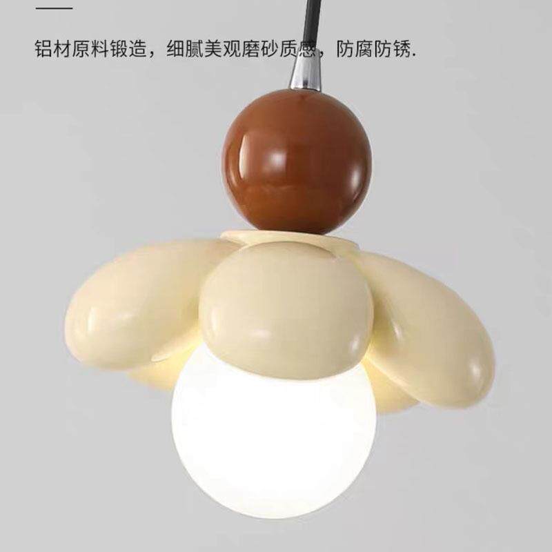 法式奶油风花朵小吊灯卧室可爱少女心床头垂线灯过道玄关灯具