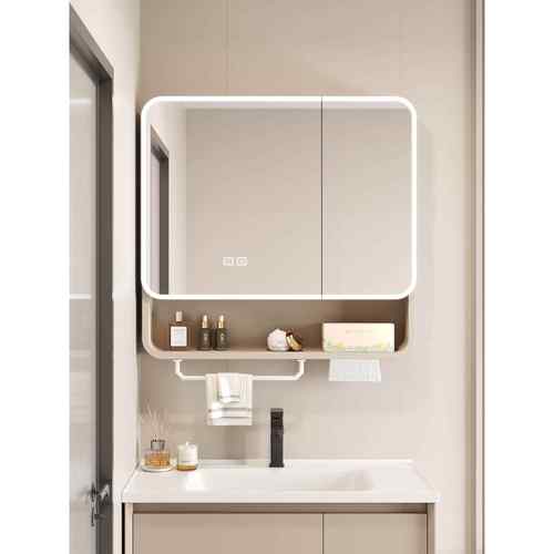 加厚太空铝浴室镜柜卫生间智能美妆镜柜收纳一体置物架单独储物柜