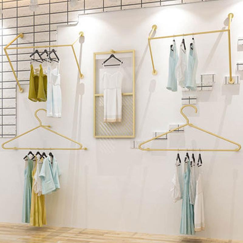 店铺铁艺服装架服装店墙上正挂展示架轻奢简约挂钩侧挂衣服架子