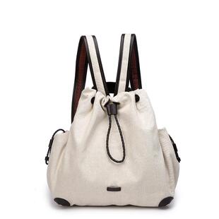 夏季新款简约大容量通勤双肩包时尚百搭手提旅行背包2509米白