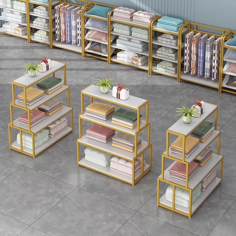 家纺店货架展示架布料床上用品展示柜四件套被子枕芯置物架双面